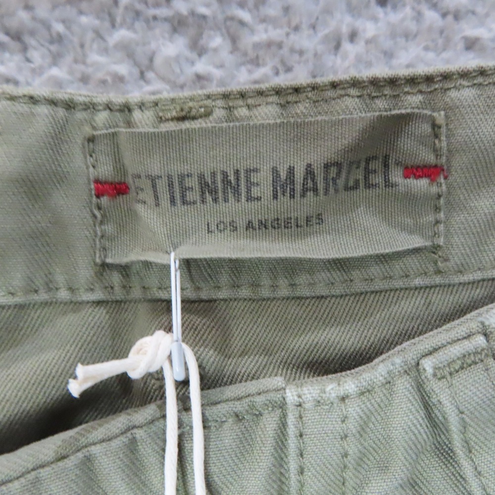 Etienne Marcel Drop Crotch Utility Pants Olive Green Distressed Cropped 25 Lux - Picture 13 of 16